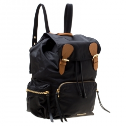 Burberry Black Nylon and Leather Rucksack Backpack