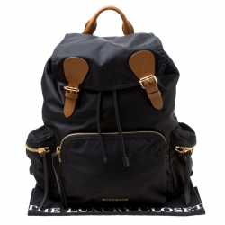 Burberry Black Nylon and Leather Rucksack Backpack