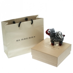 Burberry Grey Studded Wendy Sheep Key Ring / Bag Charm