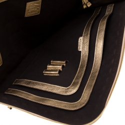 Pre Owned Burberry Gold/Beige Haymarket Check PVC and Leather Document Case