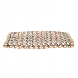 Pre Owned Burberry Gold/Beige Haymarket Check PVC and Leather Document Case