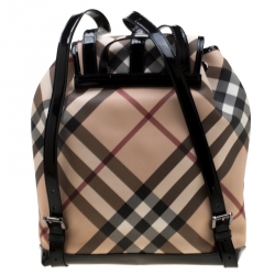 Burberry Black/Beige Nova Check PVC and Patent Leather Backpack