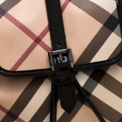 Burberry Black/Beige Nova Check PVC and Patent Leather Backpack