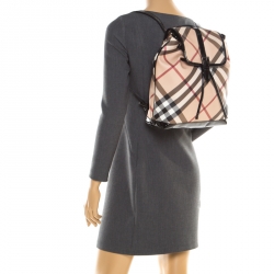Burberry Black/Beige Nova Check PVC and Patent Leather Backpack