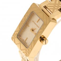 Burberry Gold Plated Steel Check BU1171 Women's Wristwatch 19 mm
