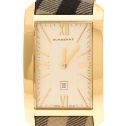 Pre Owned Burberry Gold Plated Stainless Steel BU1094 Women's Wristwatch 30 mm