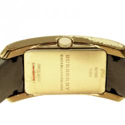Pre Owned Burberry Gold Plated Steel Heritage BU1094 Women's Wristwatch 25 mm
