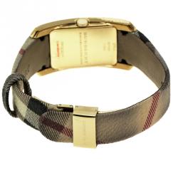 Pre Owned Burberry Gold Plated Steel Heritage BU1094 Women's Wristwatch 25 mm