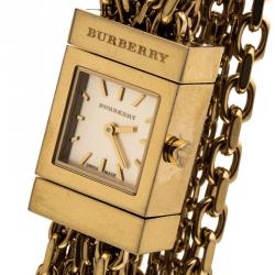 Pre Owned Burberry Gold Tone BU5602 Multi-Chain Bracelet Women's Wristwatch 20 mm