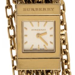 Pre Owned Burberry Gold Tone BU5602 Multi-Chain Bracelet Women's Wristwatch 20 mm