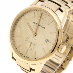 Pre Owned Burberry Gold Plated Steel BU10006 The Classic Round Gold Mantel Women's Wristwatch 40 mm