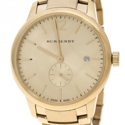 Pre Owned Burberry Gold Plated Steel BU10006 The Classic Round Gold Mantel Women's Wristwatch 40 mm