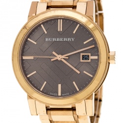 Pre Owned Burberry Beige Rose Gold Plated Steel The City BU9005 Women's Wristwatch 38 mm