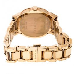 Pre Owned Burberry Beige Rose Gold Plated Steel The City BU9005 Women's Wristwatch 38 mm