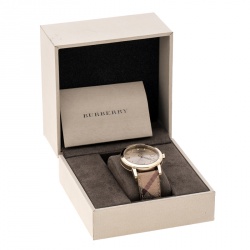 Pre Owned Burberry Beige Gold Plate Steel The City BU9026 Women's Wristwatch 38 mm