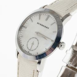 مملوكة مسبقًا Burberry White Stainless Steel BU1733 Women's Wristwatch 30MM