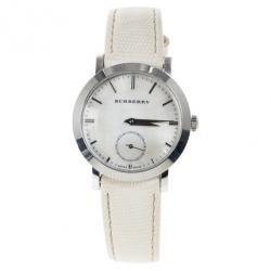 مملوكة مسبقًا Burberry White Stainless Steel BU1733 Women's Wristwatch 30MM