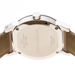 Pre Owned Burberry Beige Check Dial Stainless Steel BU9107 Women's Wristwatch 34 mm