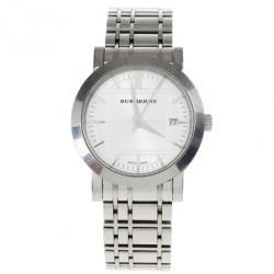 Pre Owned Burberry White Stainless Steel Women's Wristwatch 38 MM