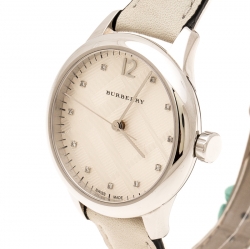 Burberry Grey Check-Stamped Stainless Steel Classic BU10105 Women's Wristwatch 32 mm