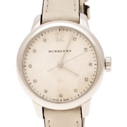 Burberry Grey Check-Stamped Stainless Steel Classic BU10105 Women's Wristwatch 32 mm