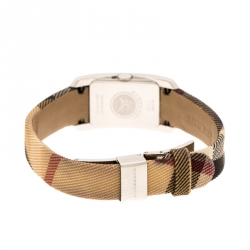 Pre Owned Burberry Black Check Engraved Stainless Steel Nova Check BU1060 Women's Wristwatch 20 mm