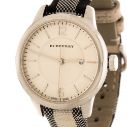 Burberry Cream Stainless Steel The classic Horseferry Check BU10103 Women's Wristwatch 32 mm