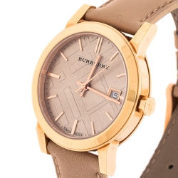 Burberry Tan Rose Gold Plated Stainless Steel Nude BU9109 Women's Wristwatch 34 mm
