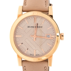 Burberry Tan Rose Gold Plated Stainless Steel Nude BU9109 Women's Wristwatch 34 mm