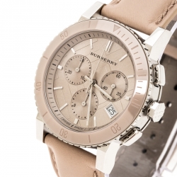 Pre Owned Burberry Beige Stainless Steel Classic BU9702 Women's Wristwatch 39 mm