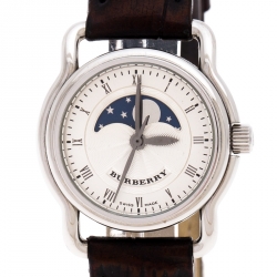 Pre Owned Burberry Silver Stainless Steel BU1220 Women's Wristwatch 25 MM