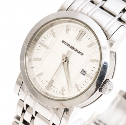 Pre Owned Burberry Silver Stainless Steel BU1351 Women's Wristwatch 28MM