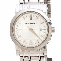 Pre Owned Burberry Silver Stainless Steel BU1351 Women's Wristwatch 28MM