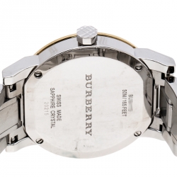 Pre Owned Burberry Silver Gold Plated Stainless Steel The City BU9115 Women's Wristwatch 34MM