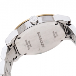 Pre Owned Burberry Silver Gold Plated Stainless Steel The City BU9115 Women's Wristwatch 34MM