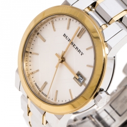 Pre Owned Burberry Silver Gold Plated Stainless Steel The City BU9115 Women's Wristwatch 34MM