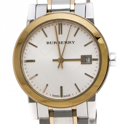 Pre Owned Burberry Silver Gold Plated Stainless Steel The City BU9115 Women's Wristwatch 34MM