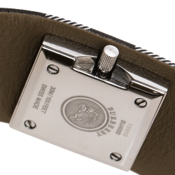 Pre Owned Burberry White Stainless Steel Canvas Signature Nova Check BU4000 Women's Wristwatch 22 mm