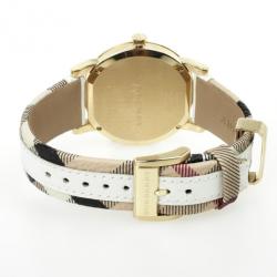 Burberry Nova Check Leather Gold Plated Womens Wristwatch 38 MM