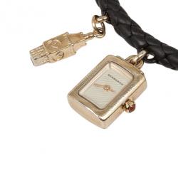 Pre Owned Burberry Gold Plated Charm Bracelet Womens Watch 18 MM