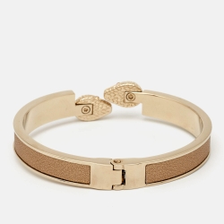 Pre Owned Bvlgari Serpenti Forever Enamel Leather Gold Tone Bracelet