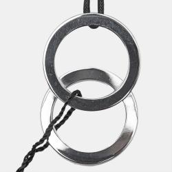 Bvlgari Fortuna Grande Sterling Silver Pendant Black Cord Necklace