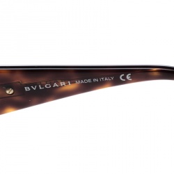 Bvlgari Brown Havana 8007-B Embellished Crystal Rectangular Sunglasses