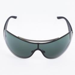 Pre Owned Bvlgari Black Shield Mask Woman Sunglasses