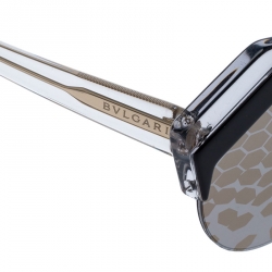 Pre Owned Bvlgari Grey and Gold Patterned Mirror 8203 Serpenteyes Geometric Sunglasses