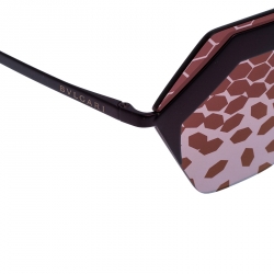 Pre Owned Bvlgari Matte Purple/ Plum Patterned Mirror 6103 Serpenteyes Geometric Sunglasses