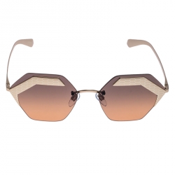 Pre Owned Bvlgari Matte Gold/ Orange Gradient  6103 Serpenteyes Geometric Sunglasses