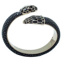 Pre Owned Bvlgari Black Galuchat Leather Serpenti Forever Rigid Bracelet