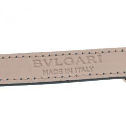 Pre Owned Bvlgari Bvlgari Leather Double Coiled Blue Bracelet S