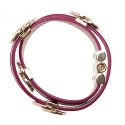 Bvlgari Leather Double Coiled Purple Bracelet S